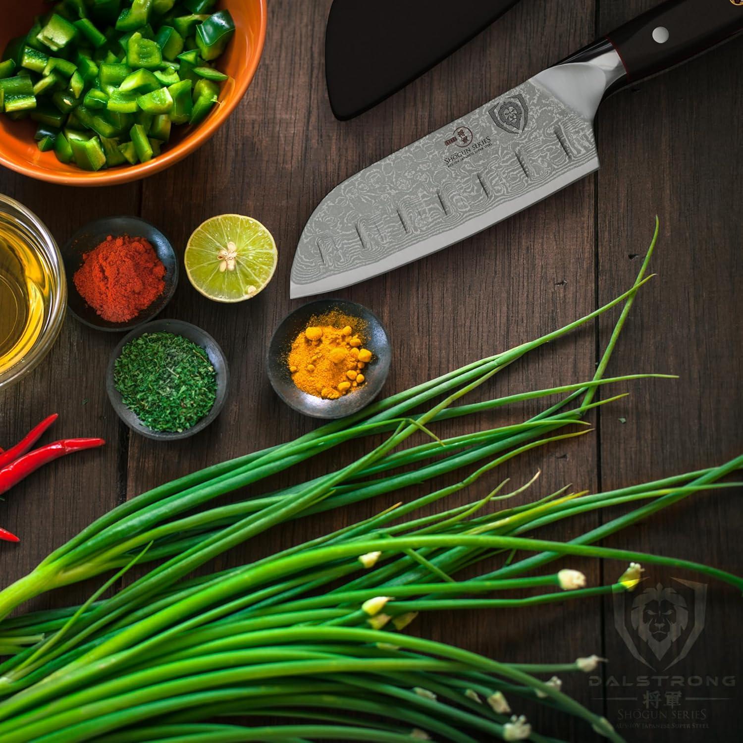 image:imageDalstrong Santoku Knife 7 inch Shogun Series Damascus Japanese AUS10V Super Steel 67 Layers Black G10 Handle Vegetable Knife Vacuum Treated Kitchen Knife Sheath IncludedBlack Handle