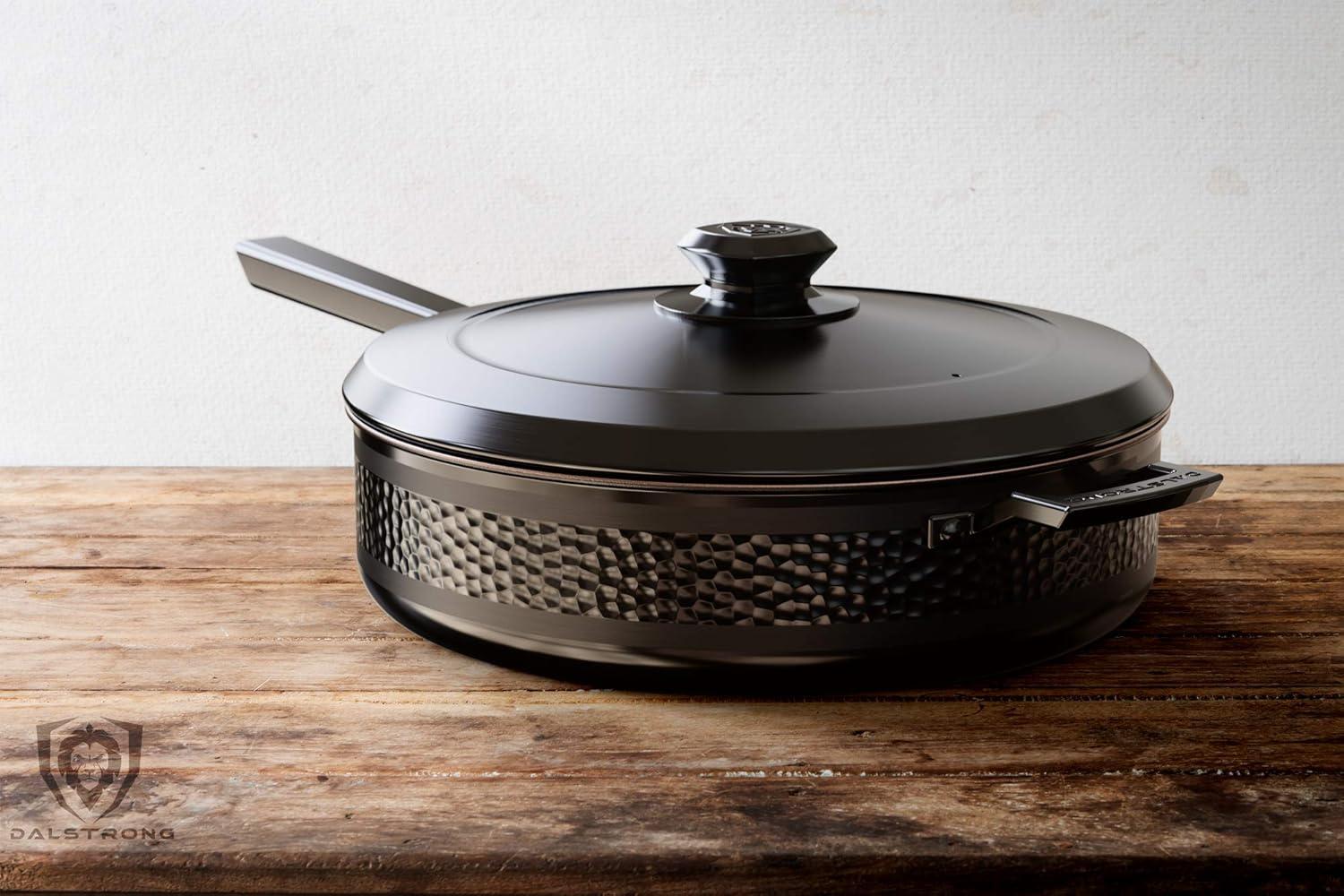 image:imageDalstrong Saute Frypan 12 inch The Avalon Series 5Ply Copper Core Hammered Finish Cooking Pan 51 Quart Premium Black Kitchen Cookware Omelet Beef Egg Pan wLid amp Pot Protector
