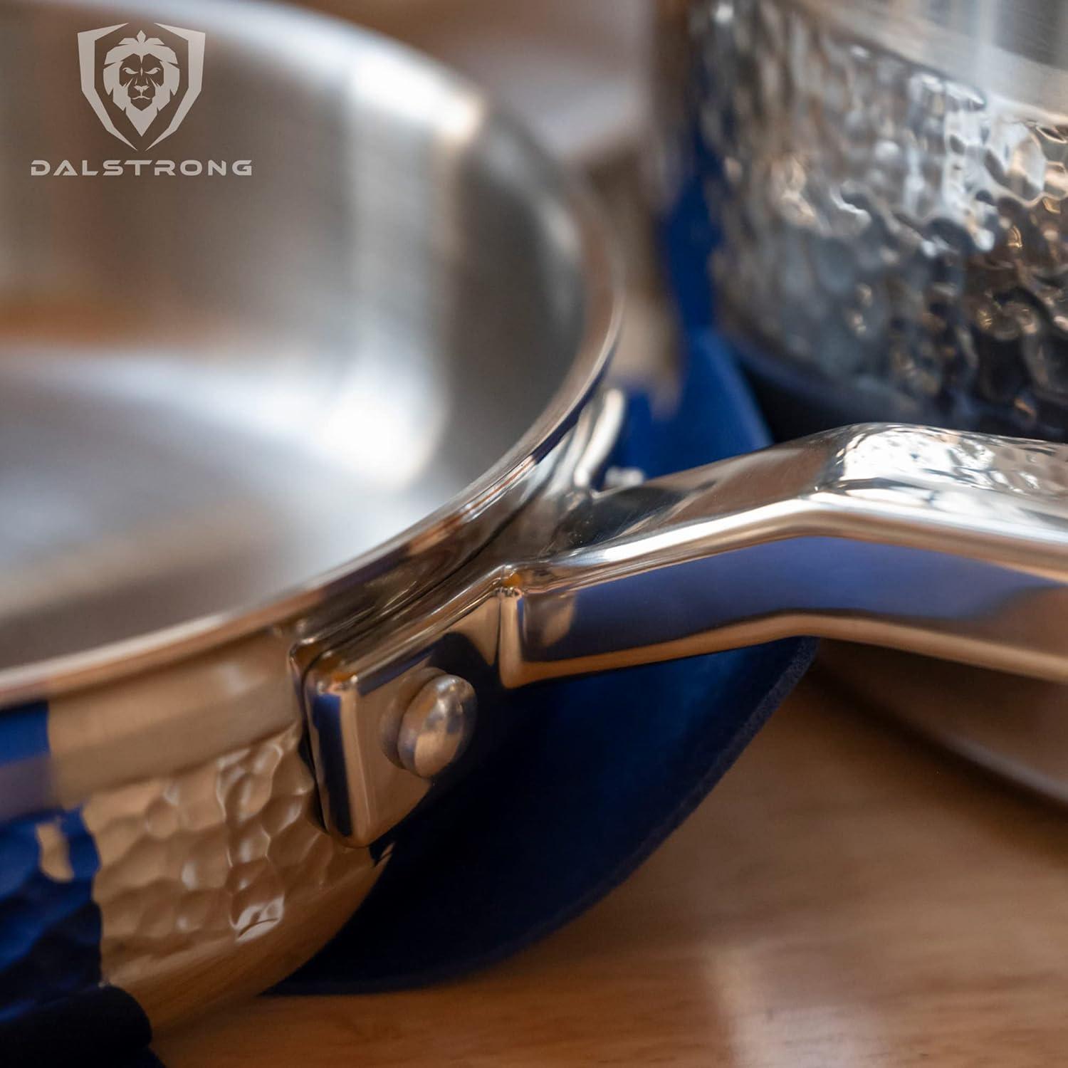 image:imageDalstrong Saute Frypan 12 inch The Avalon Series 5Ply Copper Core Hammered Finish Cooking Pan 51 Quart Premium Silver Kitchen Cookware Omelet Beef Egg Pan wLid amp Pot Protector