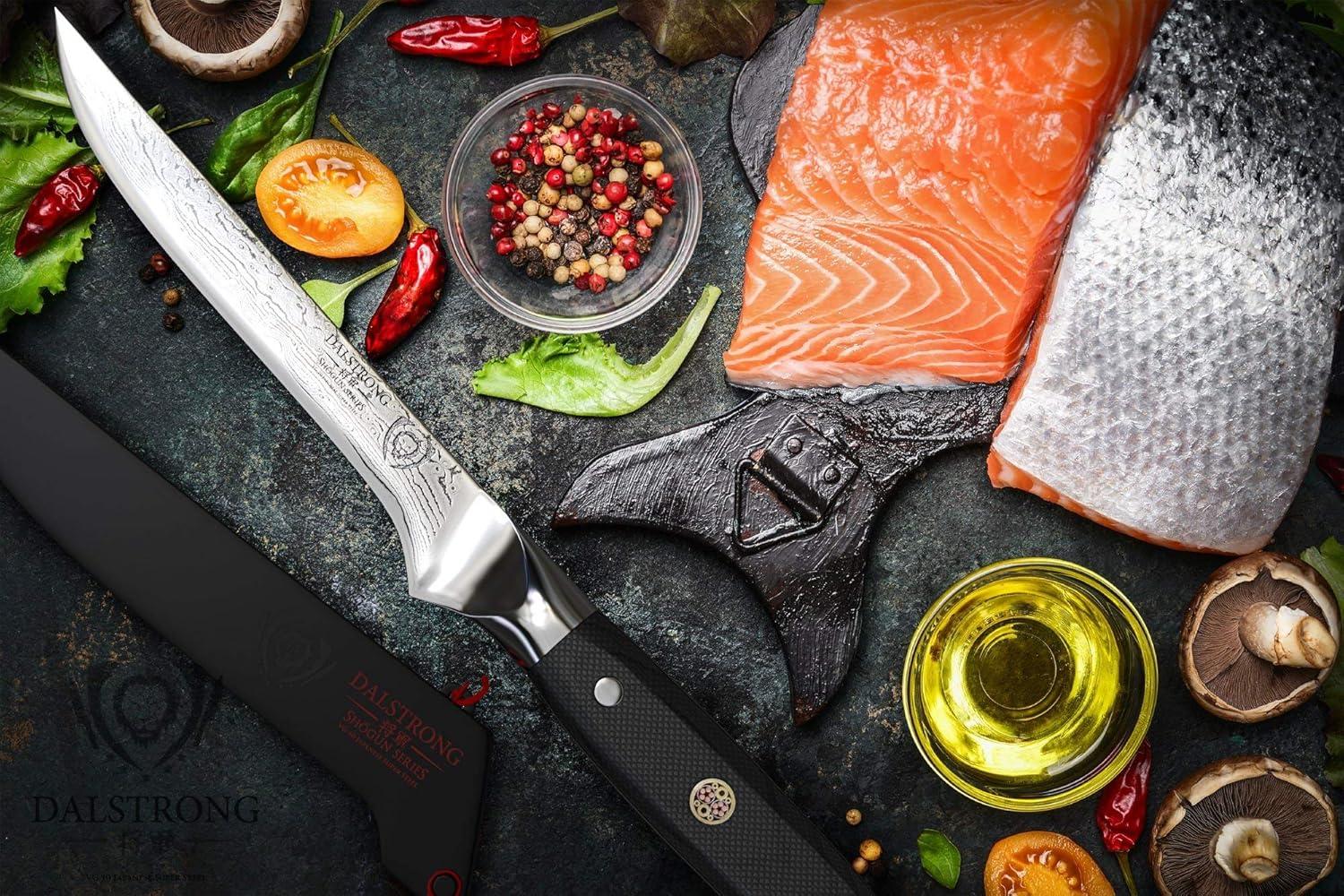 image:imageDalstrong Shogun Series 12 Slicing amp Carving Knife Granton Edge Bundled with the Shogun Series 6 Boning Knife Gift Set Japanese AUS10V BBQ Knife Bundle