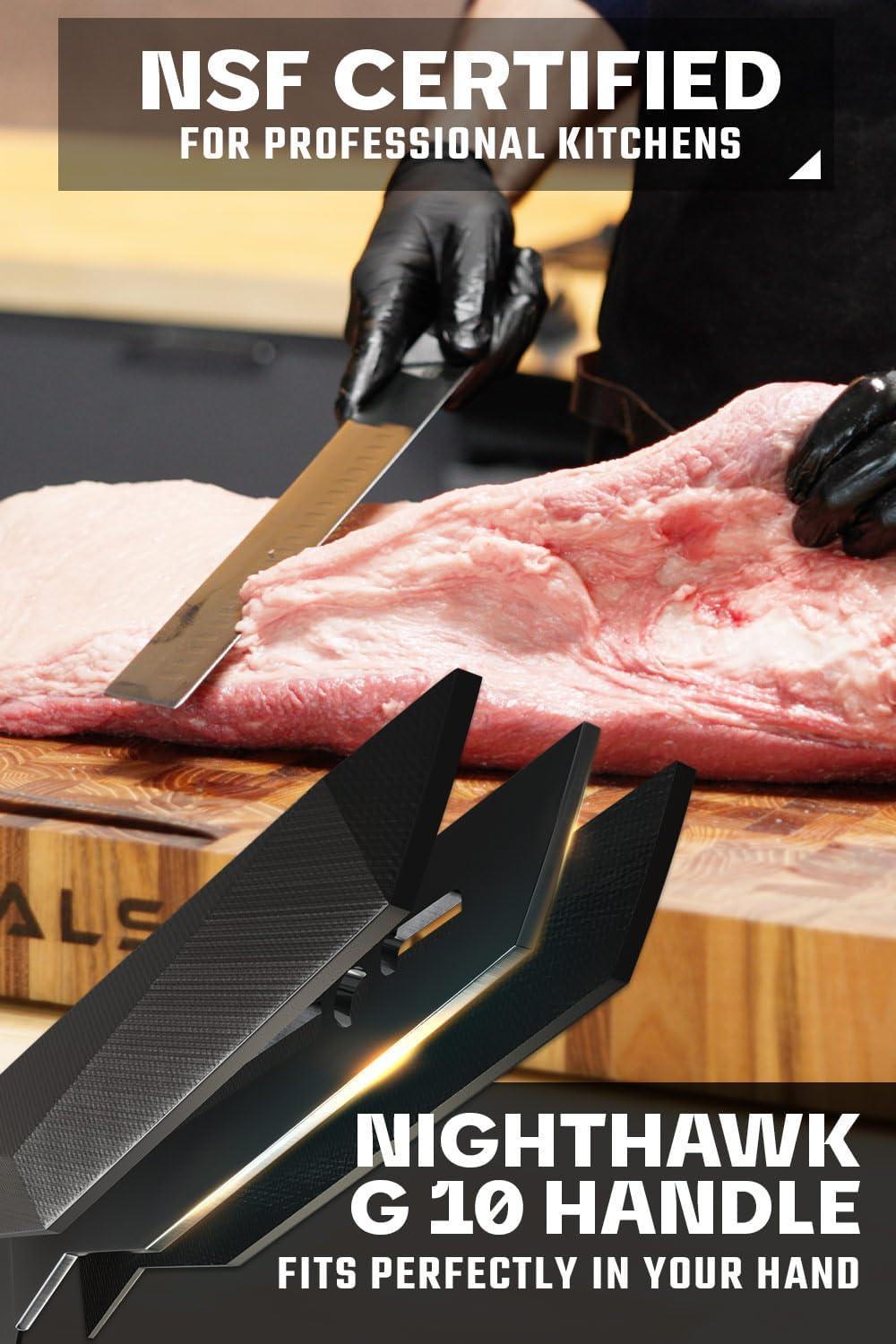 image:imageDalstrong Slicing Knife 14 inch Shadow Black Series Black Titanium Nitride Coated High Carbon 7CR17MOVX Vacuum Treated Steel Carving Knife Sheath Kitchen Knife Slicer NSF CertifiedBlack Titanium