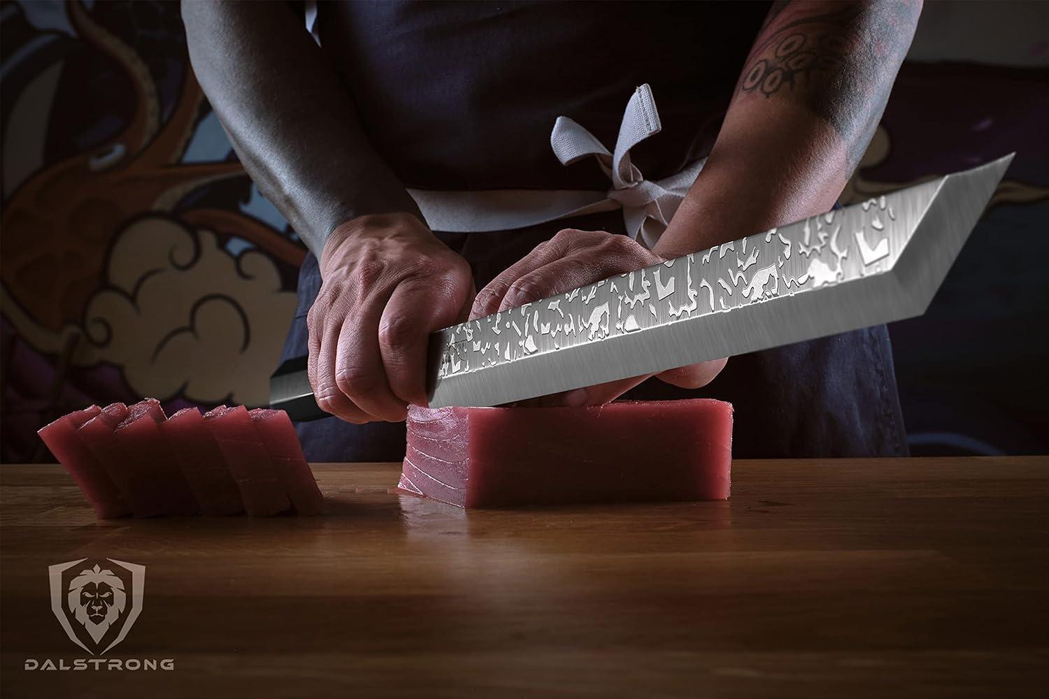 image:imageDalstrong Slicing Tuna Knife 17 inch Single Bevel Blade RONIN Series Japanese AUS10V Damascus Kitchen Knife Razor Sharp Slicer Red Rosewood Handle wSheath