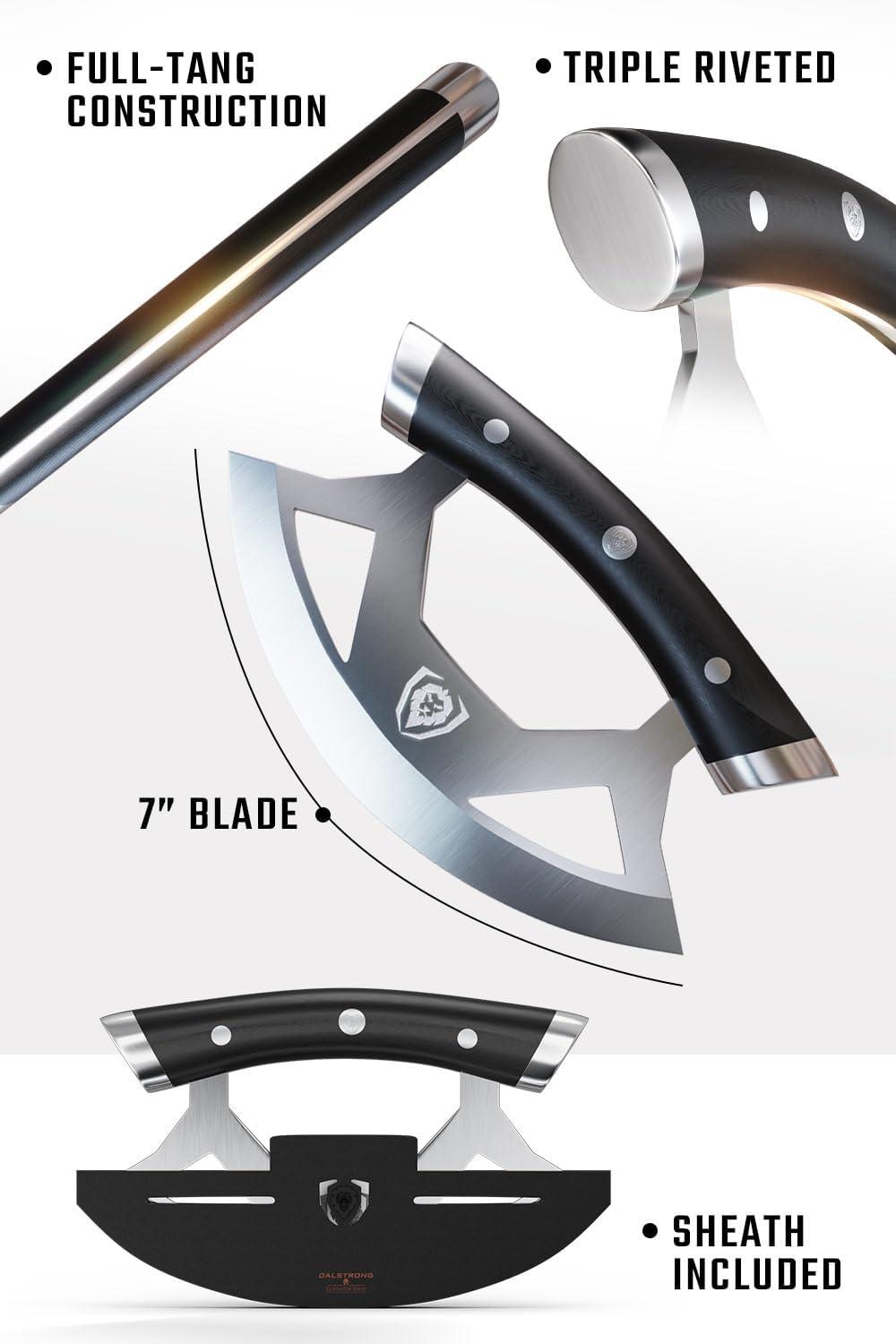 image:imageDalstrong Ulu Knife 7 inch Rocking Mincing Slicing Meat amp Herb Knife Gladiator Series Elite HighCarbon 5CR15MOV Steel Razor Sharp Kitchen Knife G10 Handle Chef Knife