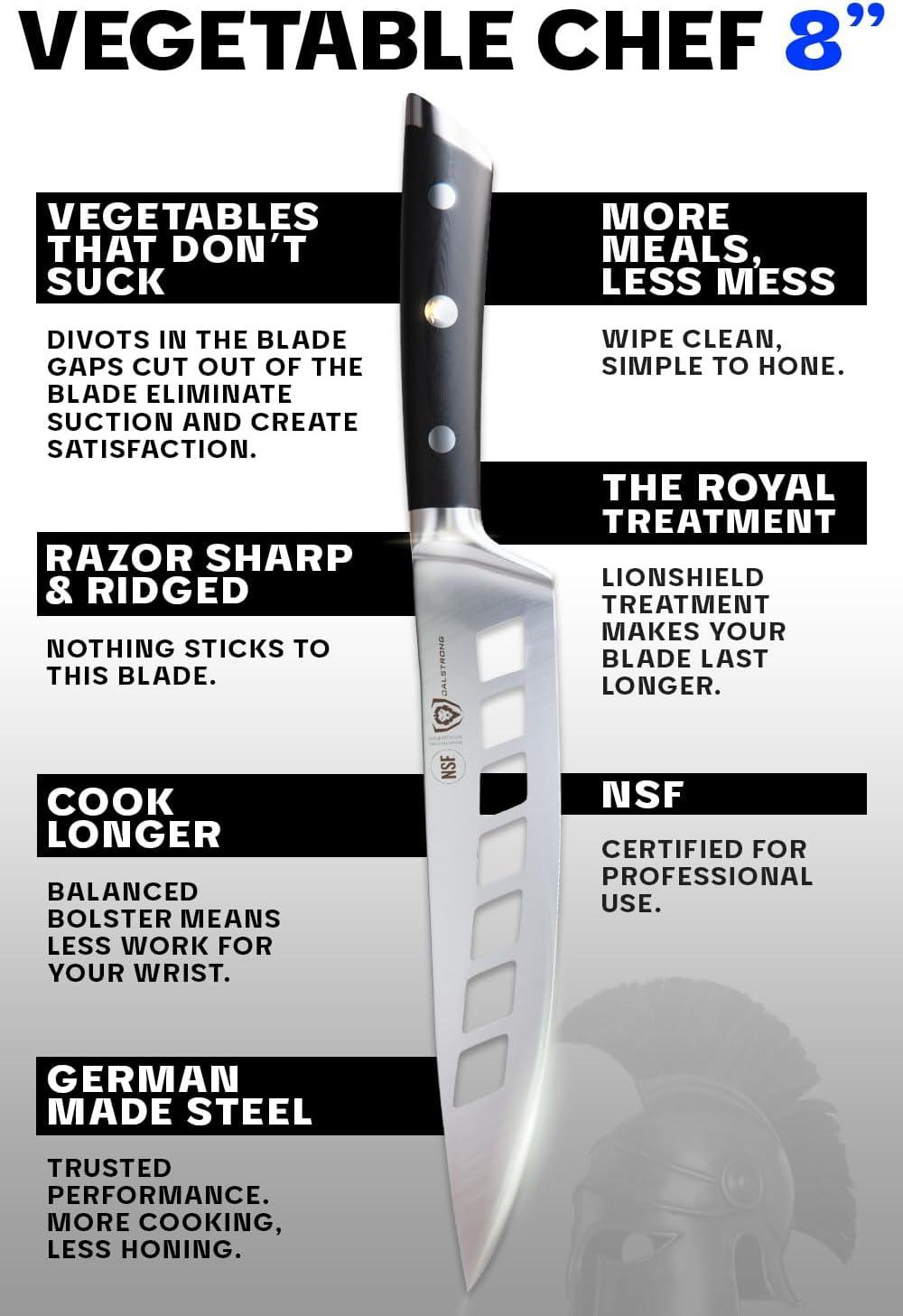 image:imageDalstrong Vegetable 8 Chef Knife Gladiator Series Elite Forged High Carbon German Steel Full Tang Black G10 Handle wSheath Cover Kitchen Cooking Knife NSF Certified