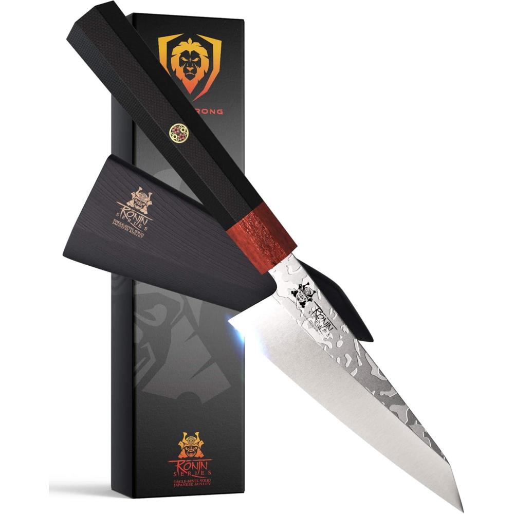image:imageDALSTRONG  Honesuki Knife  Shogun Series S  Single Bevel Knives  Japanese AUS10V Damascus  55 Honesuki  wSheath