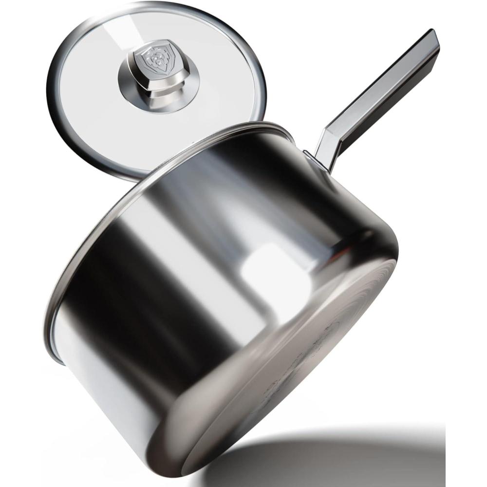 image:imageDALSTRONG 3 QT Stock Pot The Oberon Series 3Ply Aluminum Core Cookware Silver wLid amp Pot Protector3 QT