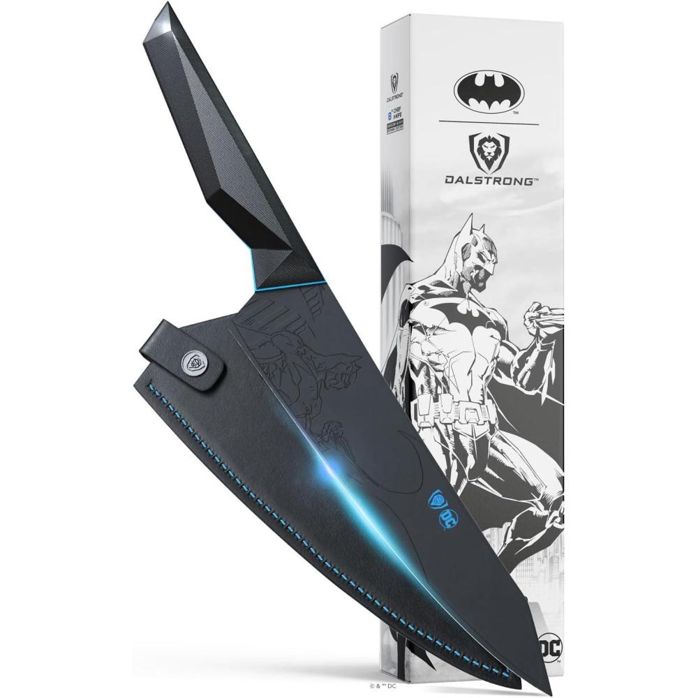 image:imageDalstrong Chef Knife 8 inch BATMAN Shadow Black Edition High Carbon 7Cr17MoV Steel Black Titanium Kitchen Knife Collection Item G10 Handle Chefs Knife Cooking SheathChef Knife