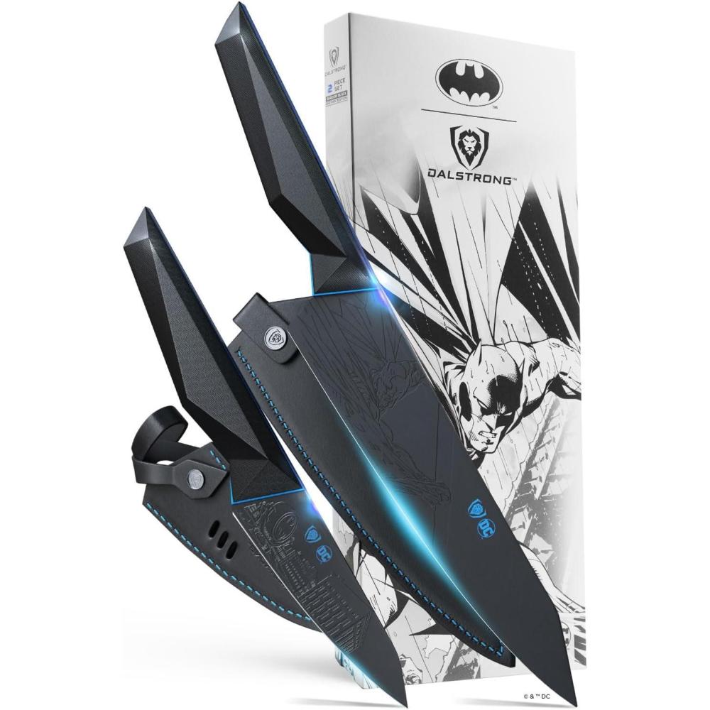image:imageDalstrong Chef Knife  8 inch  BATMAN Shadow Black Edition  High Carbon 7Cr17MoV Steel  Black Titanium Kitchen Knife  Collection Item  G10 Handle  Chefs Knife Cooking  Sheath2Pc Set