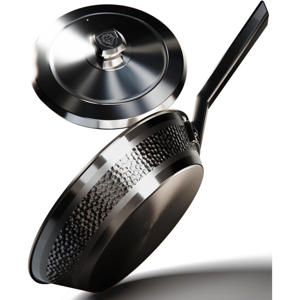 image:imageDalstrong Frying Pan Skillet 10 inch The Avalon Series 5Ply Copper Core Hammered Finish Cooking Pan 21 Quart Premium Black Kitchen Cookware Omelet Egg Pan wLid amp Pot Protector