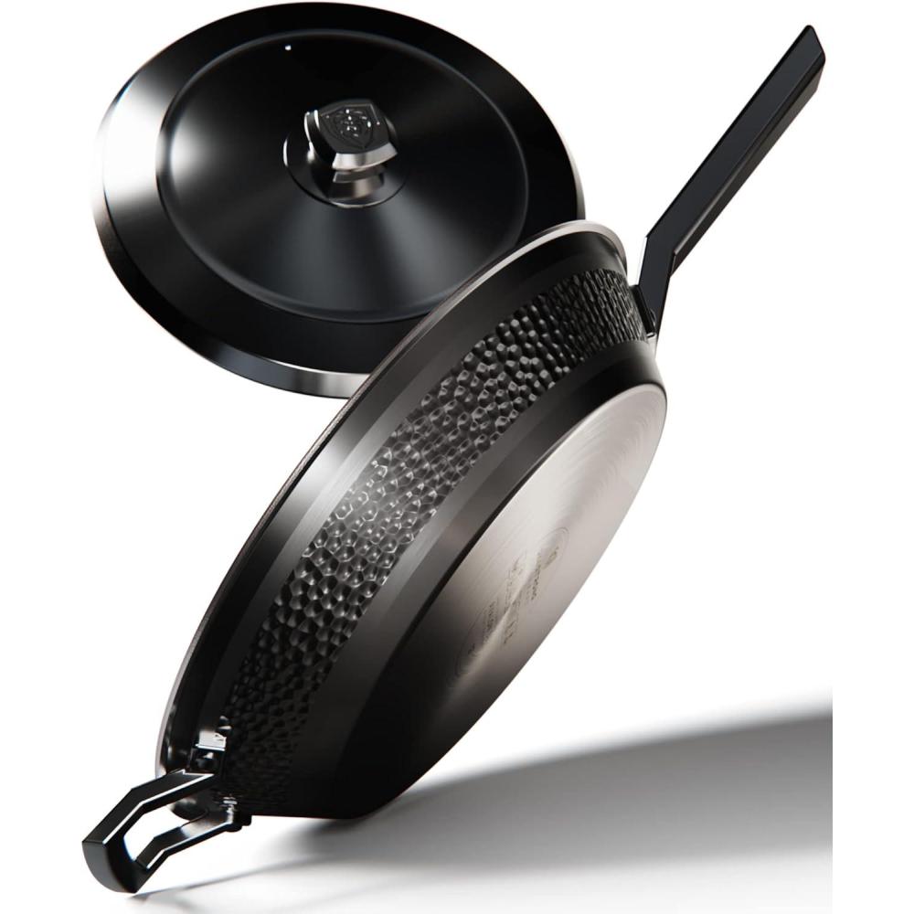 image:imageDalstrong Frying Pan Skillet 12 inch The Avalon Series 5Ply Copper Core Hammered Finish 3 Quart Black Kitchen Cookware Omelet Pan wLid amp Pot Protector