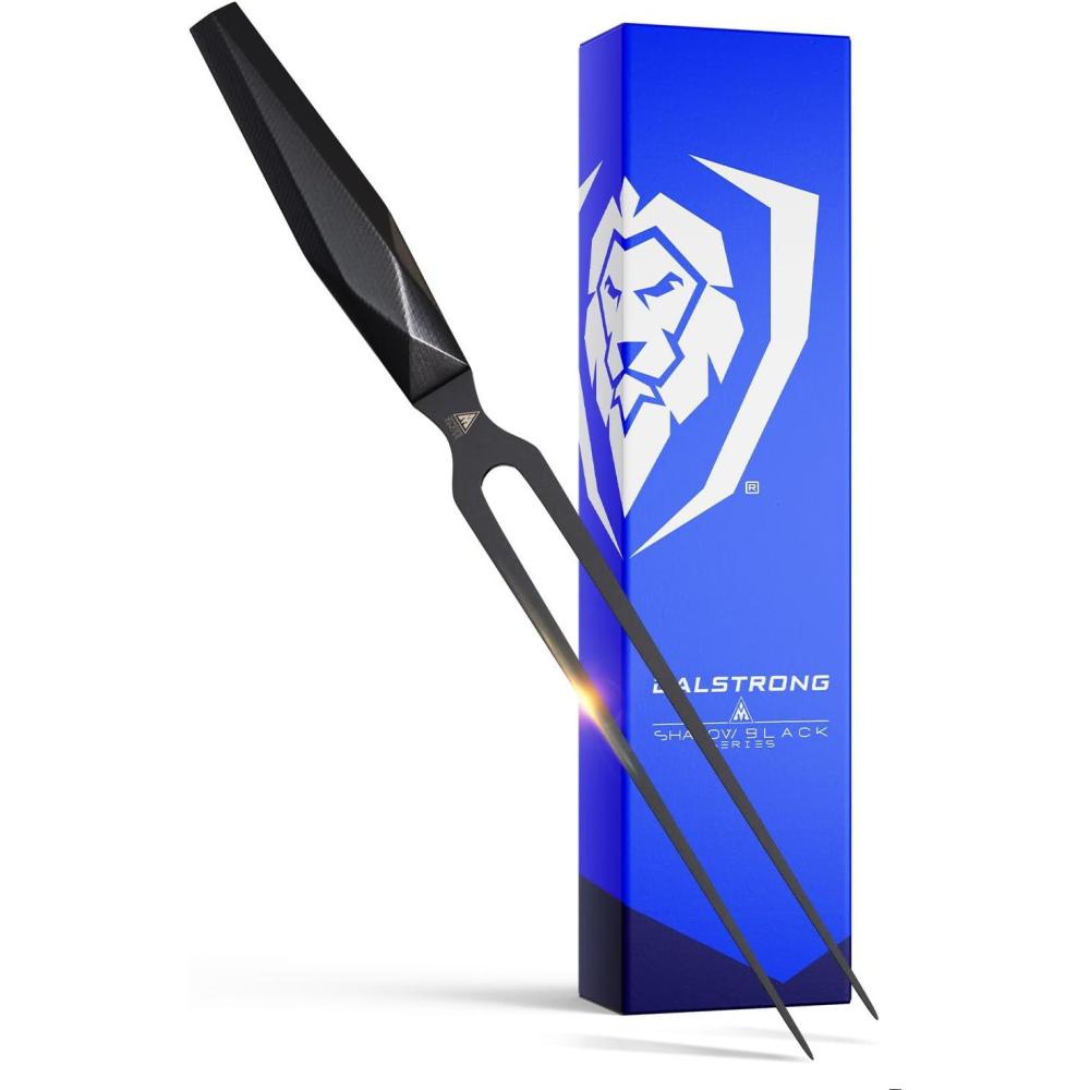 image:imageDalstrong Meat Fork 85 inch Shadow Black Series Black Titanium Nitride Coated High Carbon 7CR17MOVX Steel Barbecue Carving Fork Kitchen Utensils Two Pronged Fork NSF Certified