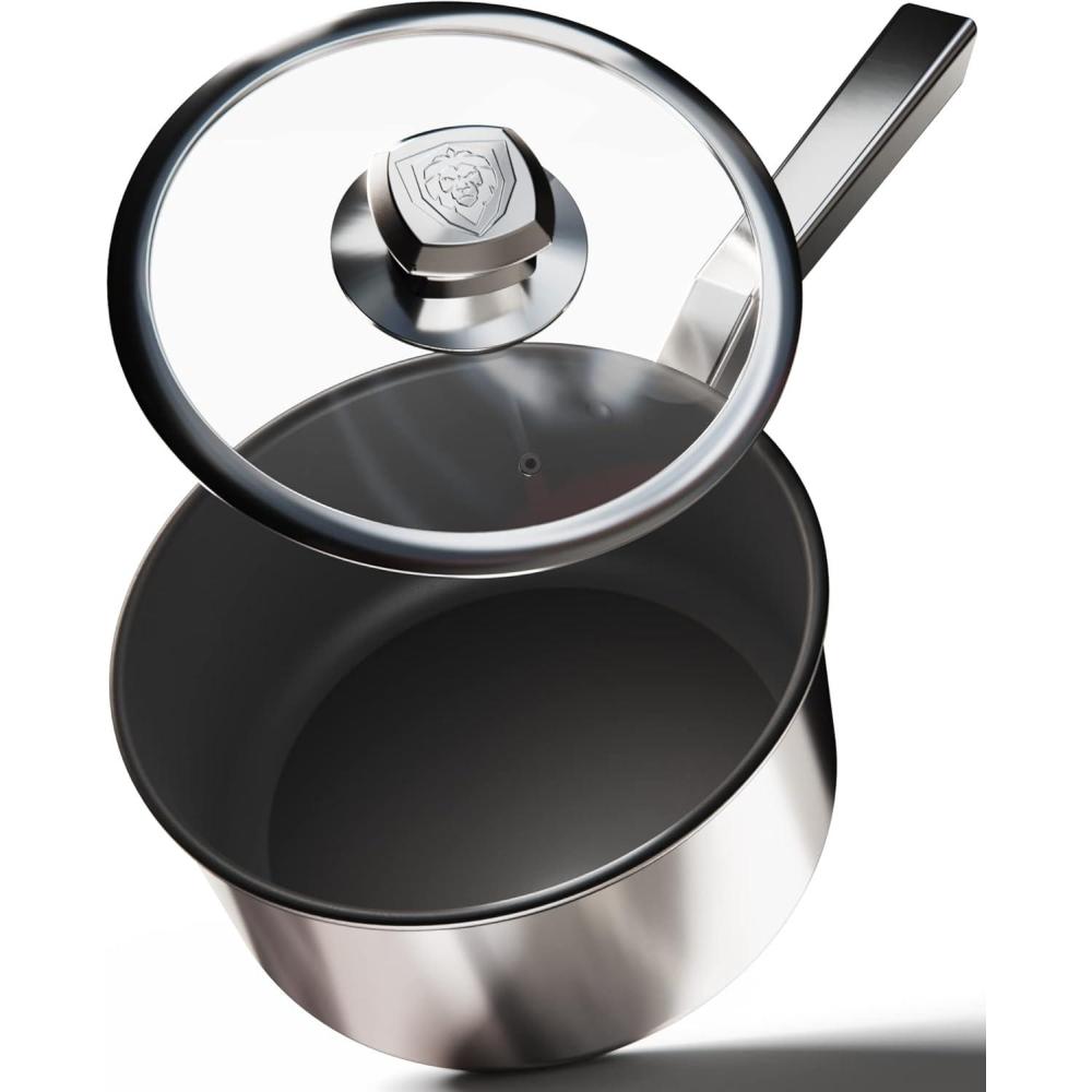 image:imageDalstrong Non Stick Stockpot 3 QT The Oberon Series ETERNA NonStick Pan Coating 3Ply Aluminum Core Cookware Silver Cooking Pots and Pans wLid amp Pot Protector