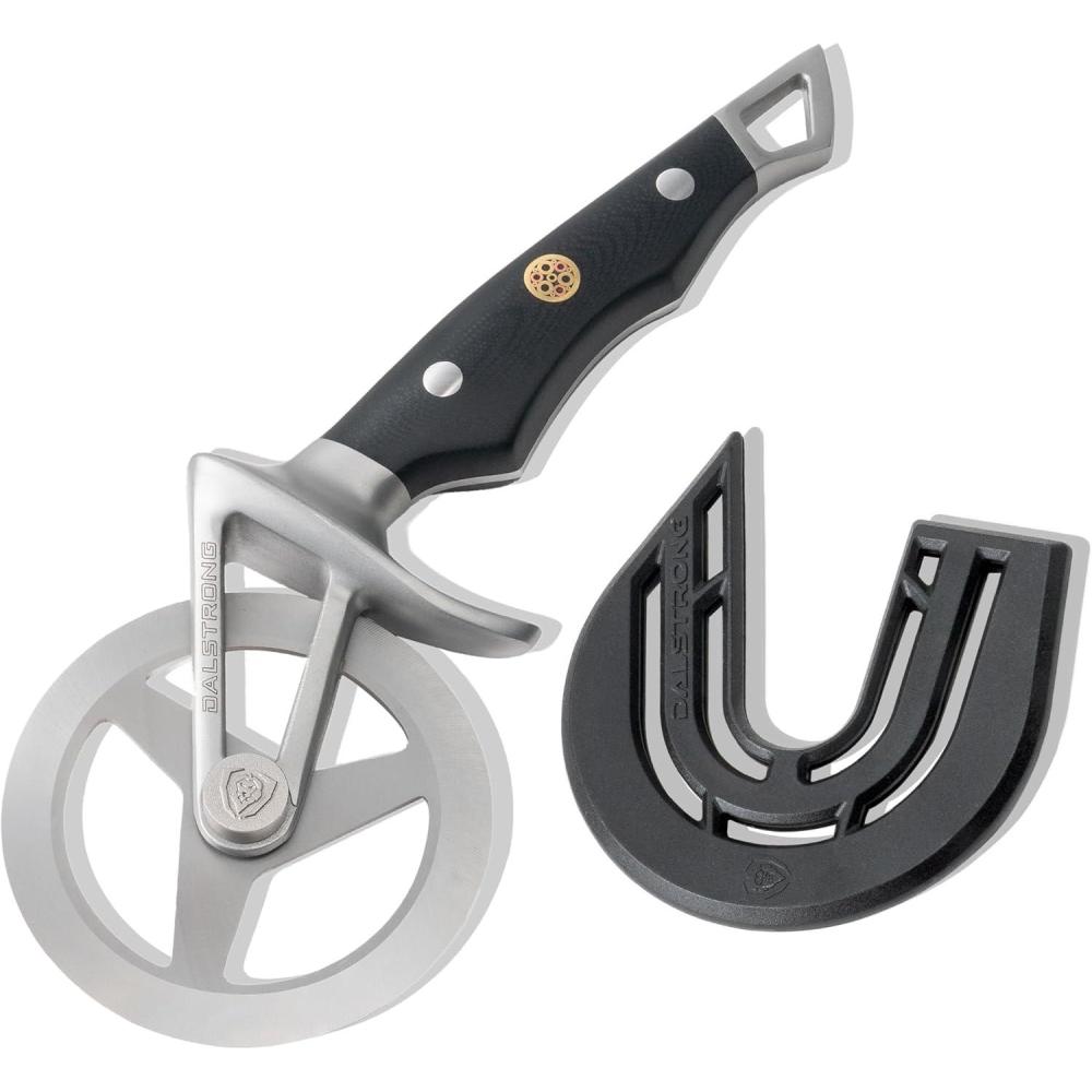 image:imageDalstrong Pizza Cutter Wheel  HighCarbon HeavyDuty Stainless Steel  G10 Handle  Easy Cleaning Best Pizza Knife Slice  Thumb Guard Protection amp Blade Cover  The Orbit Razor Unique Pizza SlicerBlack