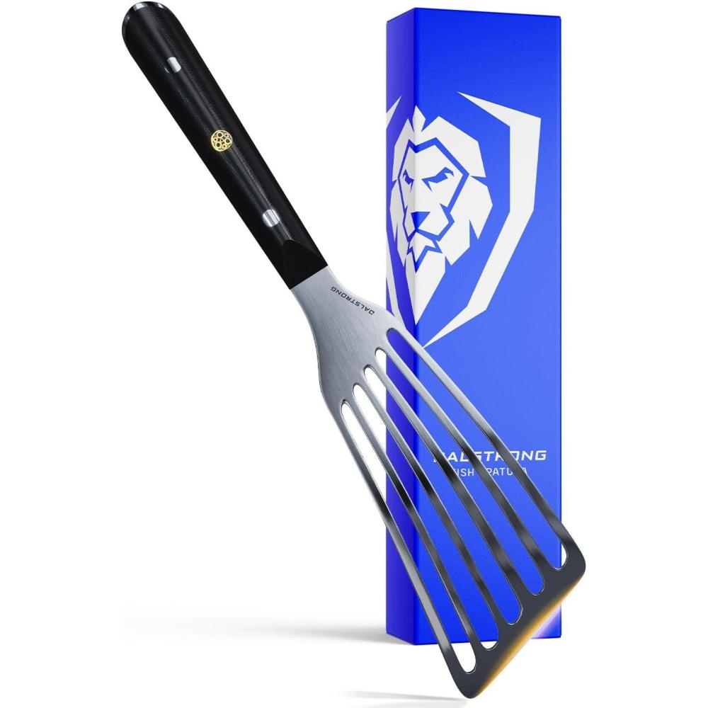 image:imageDalstrong Professional Kitchen Fish Spatula 75 inch Slotted HighCarbon HeatResistant Spatula Stainless Steel Flexible Wide Turner Nonstick Cookware G10 Handle