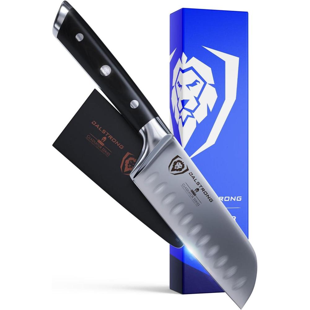 image:imageDalstrong Santoku Knife 5 inch Gladiator Series Elite Forged German High Carbon Steel Black G10 Handle Kitchen Knife Asian Vegetable Cooking Knife Sheath Included NSF CertifiedBlack G10 Handle