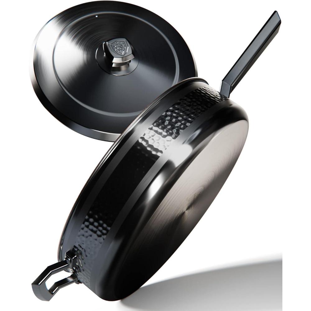 image:imageDalstrong Saute Frypan 12 inch The Avalon Series 5Ply Copper Core Hammered Finish Cooking Pan 51 Quart Premium Black Kitchen Cookware Omelet Beef Egg Pan wLid amp Pot Protector