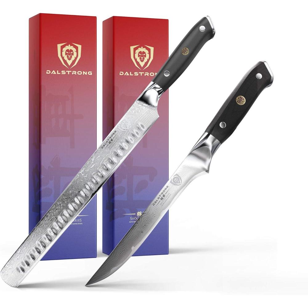 image:imageDalstrong Shogun Series 12 Slicing amp Carving Knife Granton Edge Bundled with the Shogun Series 6 Boning Knife Gift Set Japanese AUS10V BBQ Knife Bundle