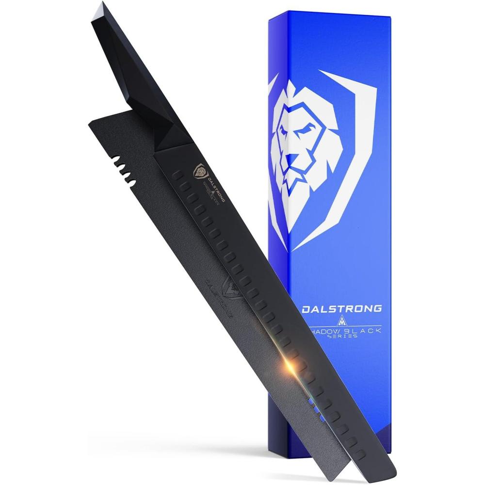 image:imageDalstrong Slicing Knife  14 inch  Shadow Black Series  Black Titanium Nitride Coated  High Carbon  7CR17MOVX Vacuum Treated Steel Carving Knife  Sheath  Kitchen Knife Slicer  NSF CertifiedBlack Titanium