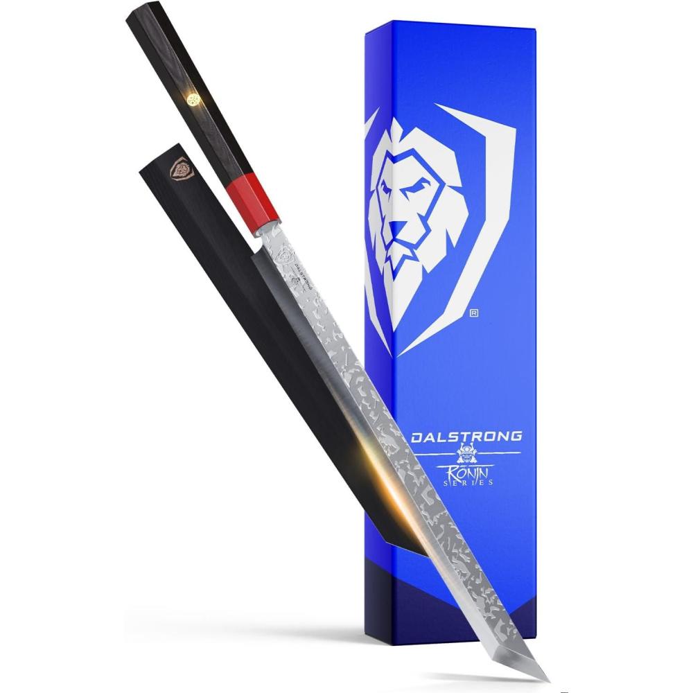 image:imageDalstrong Slicing Tuna Knife 17 inch Single Bevel Blade RONIN Series Japanese AUS10V Damascus Kitchen Knife Razor Sharp Slicer Red Rosewood Handle wSheath