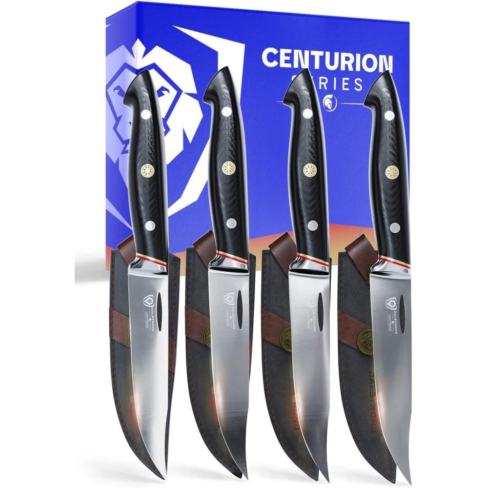 image:imageDalstrong Steak Knife Set Set of 45 inch Blade Centurion Series Swedish 14C28N High Carbon Stainless Steel Knives Set G10 Handle Razor Sharp wSheath