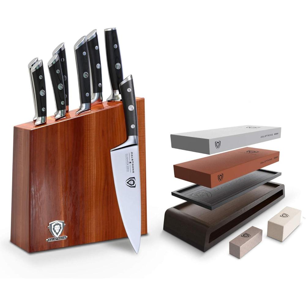 image:imageThe Gladiator Series Elite 8Piece Knife Block Set Gift Set Bundled with The Dalstrong Premium ExtraLarge Whetstone Kit 60001000 Grit with Stand