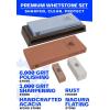 DALSTRONG 18-piece Gladiator Series Knife Block & Whetstone Grit Set – German HC Steel Blades – Acacia Wood Stand – White ABS Handles – NSF Certificate – Premium Corundum Thick Sharpening Stones