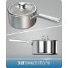 DALSTRONG 3 QT Stock Pot – The Oberon Series – 3-Ply Aluminum Core Cookware – Silver – w/Lid & Pot Protector(3 QT)