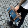 Dalstrong Nomad Knife Wrap Roll – 12oz Waxed Canvas Top Grain Leather Knife Roll Bag- 13 Slots – Interior & Rear Zipper Pockets – Travel Storage with Blade(Blue)