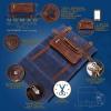 Dalstrong Nomad Knife Wrap Roll – 12oz Waxed Canvas Top Grain Leather Knife Roll Bag- 13 Slots – Interior & Rear Zipper Pockets – Travel Storage with Blade(Blue)