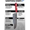 Dalstrong Santoku Knife – 5 inch – Gladiator Series Elite – Forged German High Carbon Steel – Black G10 Handle Kitchen Knife – Asian Vegetable Cooking Knife – Sheath Included – NSF Certified(Red ABS Handle)