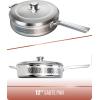 Dalstrong Saute Frypan – 12 inch – The Avalon Series – 5-Ply Copper Core – Hammered Finish Cooking Pan – 5.1 Quart – Premium Silver Kitchen Cookware – Omelet, Beef, Egg Pan – w/Lid & Pot Protector