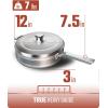 Dalstrong Saute Frypan – 12 inch – The Avalon Series – 5-Ply Copper Core – Hammered Finish Cooking Pan – 5.1 Quart – Premium Silver Kitchen Cookware – Omelet, Beef, Egg Pan – w/Lid & Pot Protector