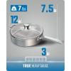 Dalstrong Silver Saute Pan – 12 inch – The Oberon Series – Frying Pan – 4.5 QT – 3-Ply Aluminum Core Cookware – Silver Cooking Pots and Pans – w/Lid & Pot Protector