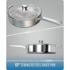 Dalstrong Silver Saute Pan – 12 inch – The Oberon Series – Frying Pan – 4.5 QT – 3-Ply Aluminum Core Cookware – Silver Cooking Pots and Pans – w/Lid & Pot Protector