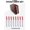 Dalstrong Steak Knife Set – 8 Piece – 5 inch Straight Edge Blade – Gladiator Series Elite – Forged High-Carbon German Steel Dinner Kitchen Knife – Black G10 Handle – Folding Block Set – NSF Certified(Red)