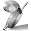 DALSTRONG Frying Pan Skillet – 12 inch – The Avalon Series – 5-Ply Copper Core – Hammered Finish Cooking Pan – 3 Quart – Premium Silver Kitchen Cookware – Omelet, Beef, Egg Pan – w/Lid & Pot Protector