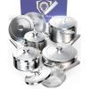 Dalstrong 12-Piece Premium Kitchen Cookware Set – The Avalon Series – 5-Ply Copper Core – Hammered Finish Pots and Pans Set – Silver – Cooking Set – w/Lid & Pot Protector