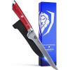 Dalstrong Boning Knife – 6 inch – Gladiator Series Elite – Forged German High-Carbon Steel Kitchen Knife – Razor Sharp – Black G10 Handle – w/Sheath – NSF Certified(Red ABS Handle)