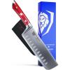 Dalstrong Nakiri Asian Vegetable Knife – 7″ – Gladiator Series – Forged German High Carbon Steel – Black G10 Handle Kitchen Knife – Sheath Included – NSF Certified(Red ABS Handle)