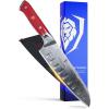 Dalstrong Santoku Knife – 7 inch – Shogun Series – Damascus – Japanese AUS-10V Super Steel 67 Layers – Black G10 Handle – Vegetable Knife – Vacuum Treated – Kitchen Knife – Sheath Included(Red Handle)