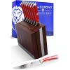 Dalstrong Steak Knife Set – 8 Piece – 5 inch Straight Edge Blade – Gladiator Series Elite – Forged High-Carbon German Steel Dinner Kitchen Knife – Black G10 Handle – Folding Block Set – NSF Certified(Red)