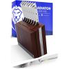 Dalstrong Steak Knife Set – 8 Piece – 5 inch Straight Edge Blade – Gladiator Series Elite – Forged High-Carbon German Steel Dinner Kitchen Knife – Black G10 Handle – Folding Block Set – NSF Certified(Glacial White Handles)