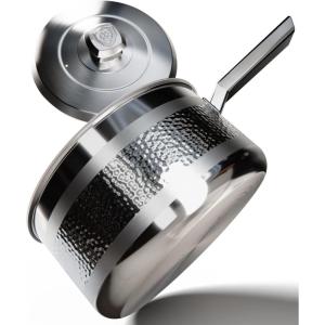 DALSTRONG 3 QT Stock Pot – The Avalon Series – 5-Ply Copper Core – Hammered Finish – Silver – w/Lid