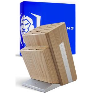 DALSTRONG Universal Knife Block – 18 Slots – Premium American Ash Wood – Aluminum Alloy Rim Kitchen Set – Lion Head Logo Badge – Premium Craftsmanship Knife Set – Angled For Ergonomics – Cleans Easily(18 Slots)
