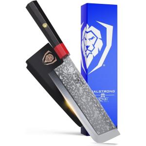 DALSTRONG Usuba Knife – 7 inch – Ronin Series – Single Bevel Blade – Japanese AUS-10V Damascus Steel – Red Rosewood Handle Kitchen Knife Sushi – Asian Vegetable Knife – w/Sheath