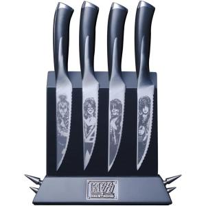 Dalstrong 4 Piece Steak Knife Set – 4.5″ – KISS™ Edition Official License – Magnetic Wood & Metal Block Display – Serrated Knives – Meat, Dinner Set – German X50CRMOV15 Stainless Steel – Collector Pin