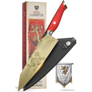 Dalstrong 8 inch Chef Knife- Game of Thrones™ Knife – House Stark™ Edition – German P remium Steel – Professional G10 Handle -Collection Item Toughbuilt Knife- w/Sheath(Model – House Lannister)