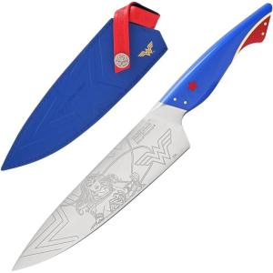 Dalstrong Chef Knife – 8 inch – Wonder Woman™ Official License – Premium German X50CRMOV15 Stainless Steel – Etched DC Artwork – G10 Handle – Full Tang Cooking Knife – Leather Sheath
