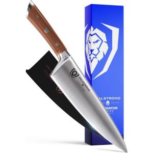 Dalstrong Chef Knife – 8 inch Blade – Forged HC German Steel Chef’s Knife – Full Tang – Black G10 Handle – Gladiator Series ELITE – Razor Sharp Kitchen – Professional – Sheath – NSF Certified(Orange)