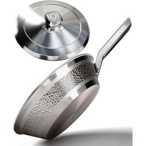 Dalstrong Frying Pan Skillet – 9 inch – The Avalon Series – 5-Ply Copper Core – Hammered Finish Cooking Pan – 1.6 Quart – Premium Silver Kitchen Cookware – Omelet, Egg Pan – w/Lid & Pot Protector